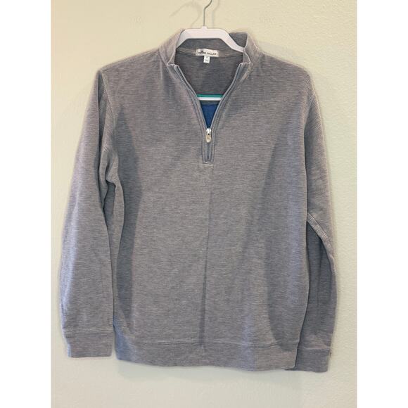 Peter Millar Men's Gray Pullover 1/4 Zip Long Sleeve Sweater Sz S Golf Casual - Picture 1 of 6